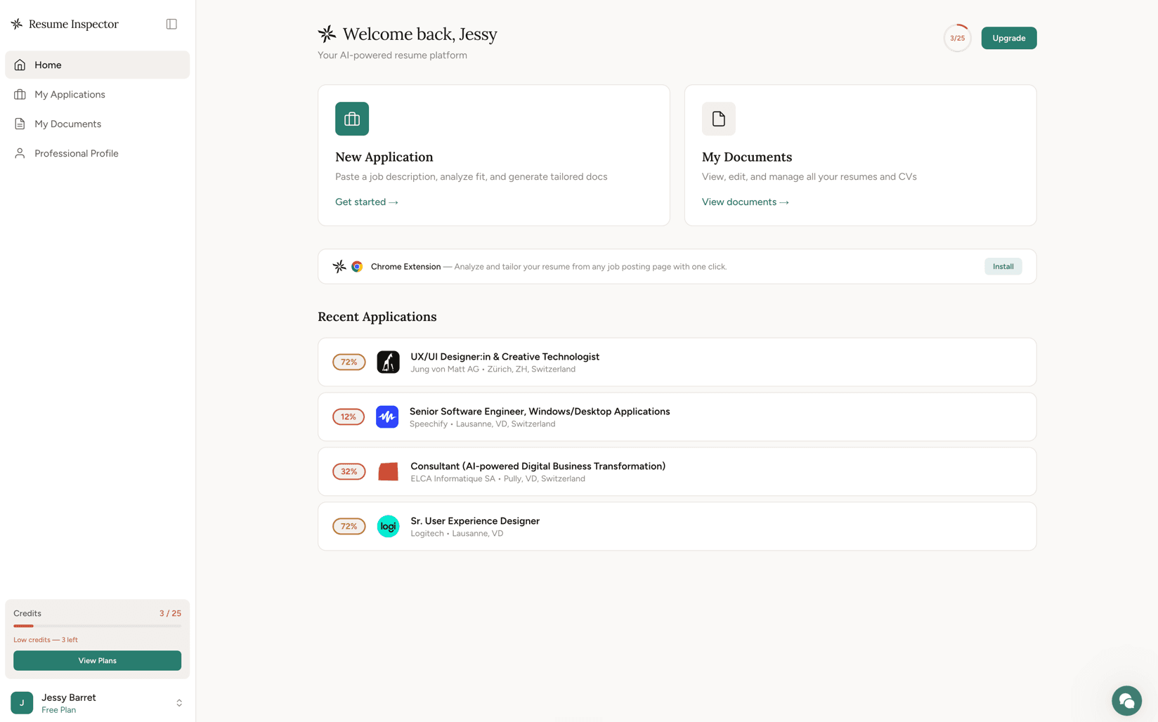 Resume Inspector Jobs Scoring preview